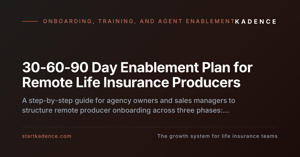 Designing a 30-60-90 Day Enablement Plan for Remote Life Insurance Producers