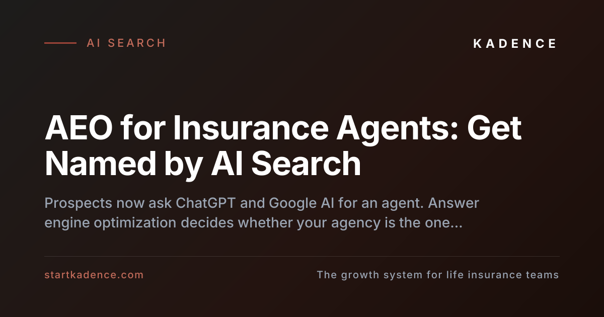 An AI chat interface naming an insurance agency as its recommended source.