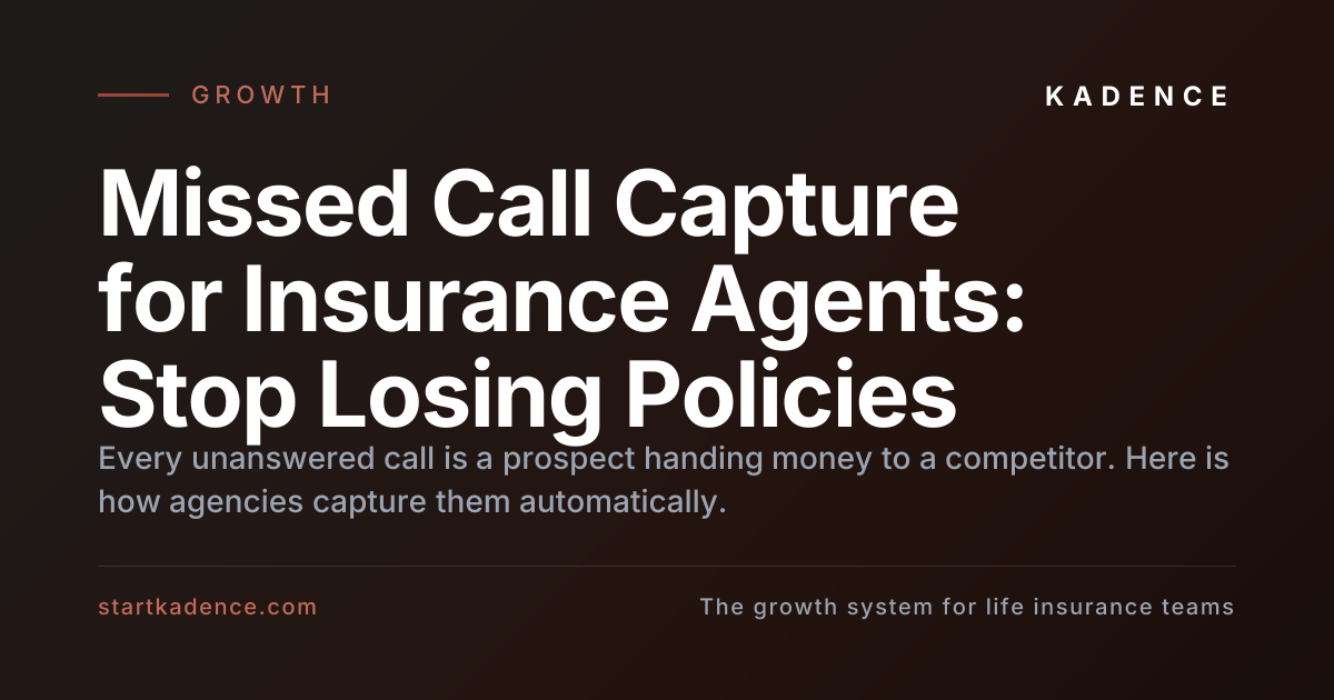 A phone showing a missed call being captured by an automatic text-back.