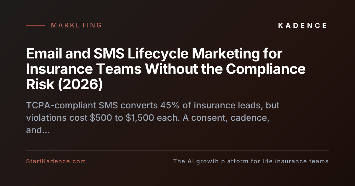 Email and SMS Lifecycle Marketing for Insurance Teams Without the Compliance Risk: A 2026 TCPA Framework
